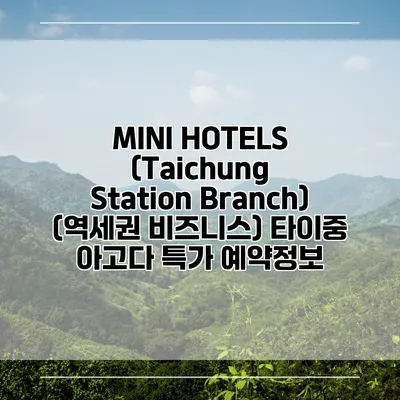 MINI HOTELS (Taichung Station Branch) (역세권 비즈니스) 타이중 아고다 특가 예약정보