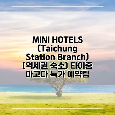 MINI HOTELS (Taichung Station Branch) (역세권 숙소) 타이중 아고다 특가 예약팁