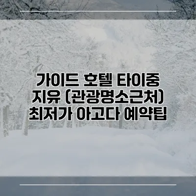 가이드 호텔 타이중 지유 (관광명소근처) 최저가 아고다 예약팁