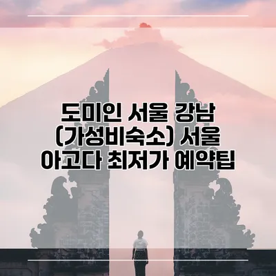 도미인 서울 강남 (가성비숙소) 서울 아고다 최저가 예약팁