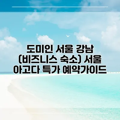 도미인 서울 강남 (비즈니스 숙소) 서울 아고다 특가 예약가이드