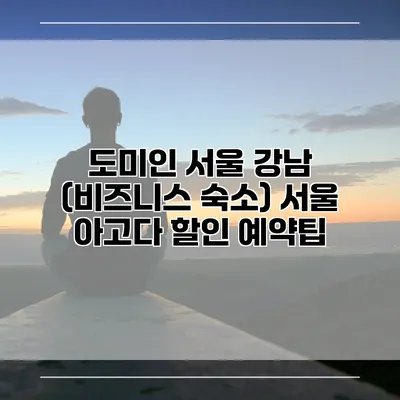 도미인 서울 강남 (비즈니스 숙소) 서울 아고다 할인 예약팁