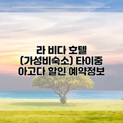 라 비다 호텔 (가성비숙소) 타이중 아고다 할인 예약정보