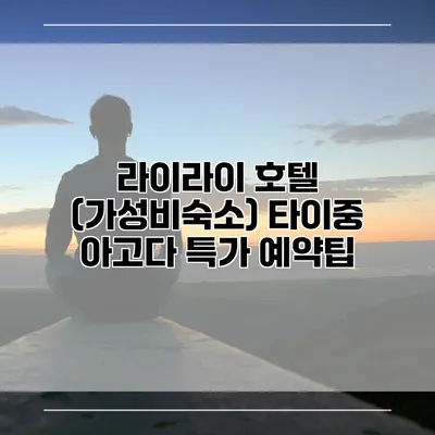 라이라이 호텔 (가성비숙소) 타이중 아고다 특가 예약팁
