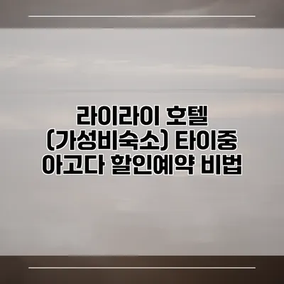 라이라이 호텔 (가성비숙소) 타이중 아고다 할인예약 비법