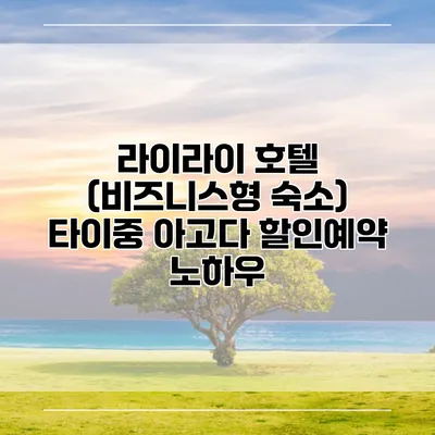 라이라이 호텔 (비즈니스형 숙소) 타이중 아고다 할인예약 노하우