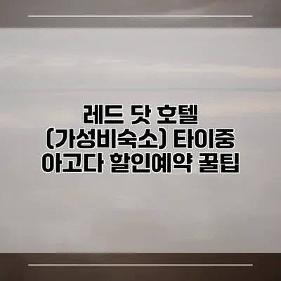 레드 닷 호텔 (가성비숙소) 타이중 아고다 할인예약 꿀팁
