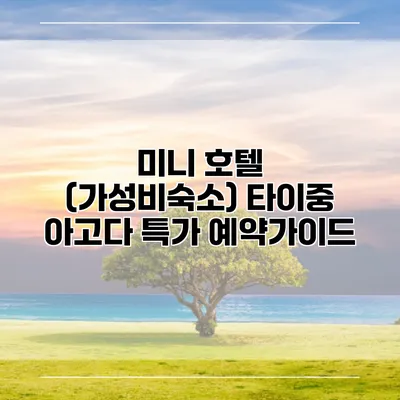 미니 호텔 (가성비숙소) 타이중 아고다 특가 예약가이드