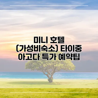 미니 호텔 (가성비숙소) 타이중 아고다 특가 예약팁