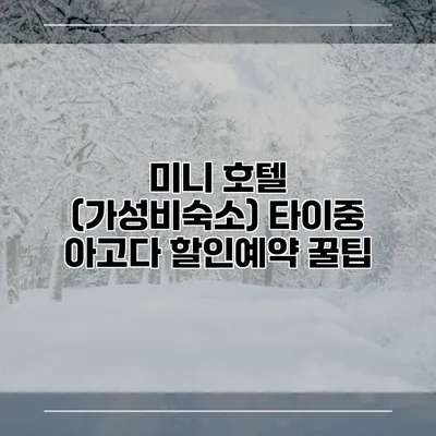 미니 호텔 (가성비숙소) 타이중 아고다 할인예약 꿀팁