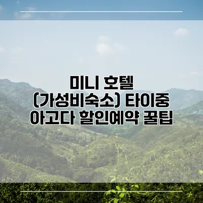 미니 호텔 (가성비숙소) 타이중 아고다 할인예약 꿀팁