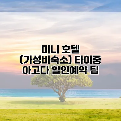 미니 호텔 (가성비숙소) 타이중 아고다 할인예약 팁