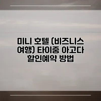 미니 호텔 (비즈니스 여행) 타이중 아고다 할인예약 방법