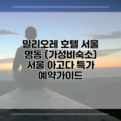 밀리오레 호텔 서울 명동 (가성비숙소) 서울 아고다 특가 예약가이드