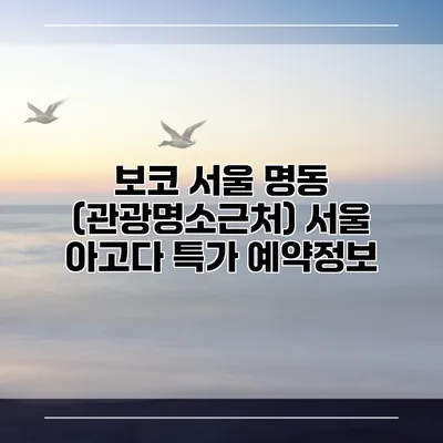 보코 서울 명동 (관광명소근처) 서울 아고다 특가 예약정보