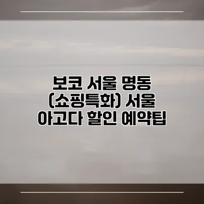 보코 서울 명동 (쇼핑특화) 서울 아고다 할인 예약팁