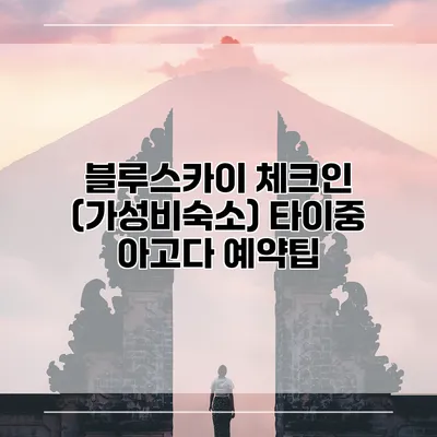 블루스카이 체크인 (가성비숙소) 타이중 아고다 예약팁