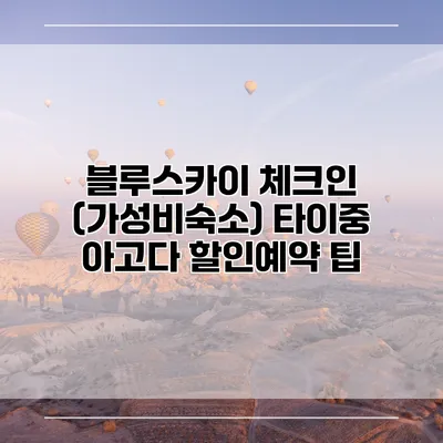 블루스카이 체크인 (가성비숙소) 타이중 아고다 할인예약 팁