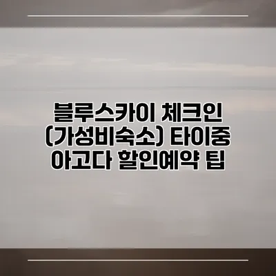 블루스카이 체크인 (가성비숙소) 타이중 아고다 할인예약 팁
