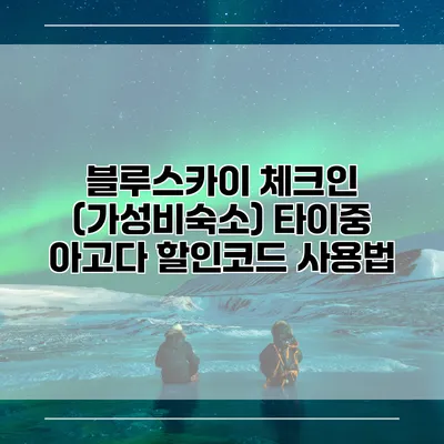 블루스카이 체크인 (가성비숙소) 타이중 아고다 할인코드 사용법