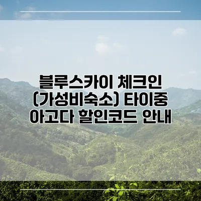 블루스카이 체크인 (가성비숙소) 타이중 아고다 할인코드 안내