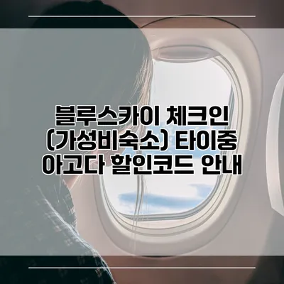 블루스카이 체크인 (가성비숙소) 타이중 아고다 할인코드 안내