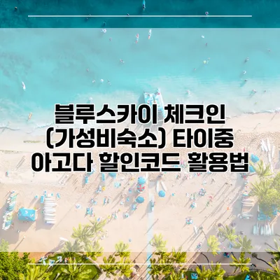블루스카이 체크인 (가성비숙소) 타이중 아고다 할인코드 활용법