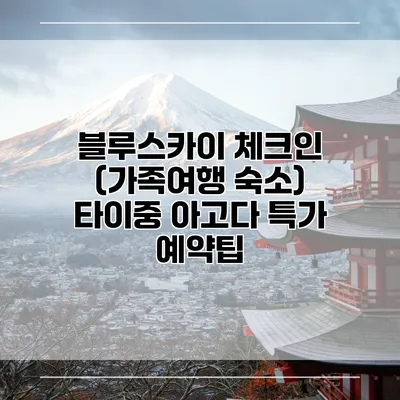 블루스카이 체크인 (가족여행 숙소) 타이중 아고다 특가 예약팁