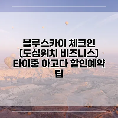 블루스카이 체크인 (도심위치 비즈니스) 타이중 아고다 할인예약 팁