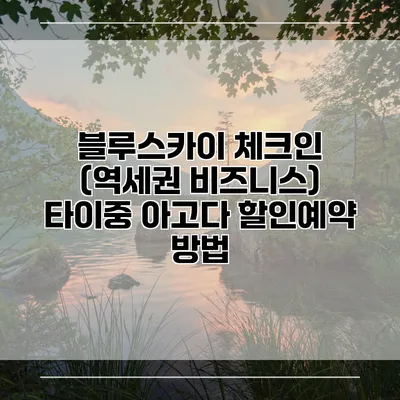 블루스카이 체크인 (역세권 비즈니스) 타이중 아고다 할인예약 방법