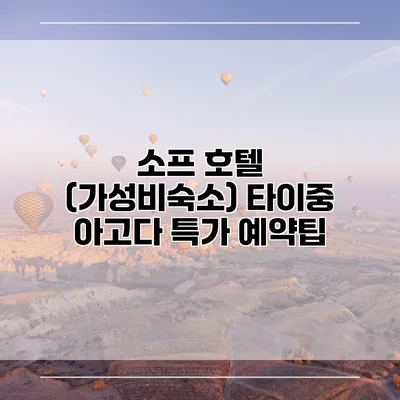 소프 호텔 (가성비숙소) 타이중 아고다 특가 예약팁