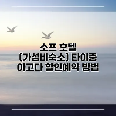 소프 호텔 (가성비숙소) 타이중 아고다 할인예약 방법
