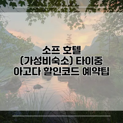 소프 호텔 (가성비숙소) 타이중 아고다 할인코드 예약팁