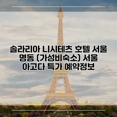 솔라리아 니시테츠 호텔 서울 명동 (가성비숙소) 서울 아고다 특가 예약정보