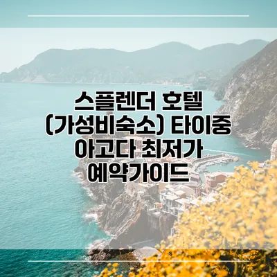 스플렌더 호텔 (가성비숙소) 타이중 아고다 최저가 예약가이드