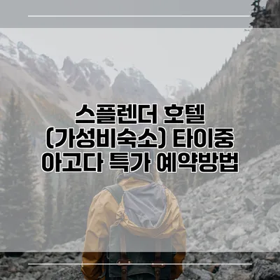 스플렌더 호텔 (가성비숙소) 타이중 아고다 특가 예약방법