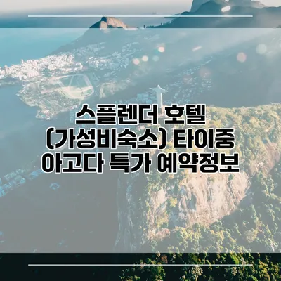 스플렌더 호텔 (가성비숙소) 타이중 아고다 특가 예약정보