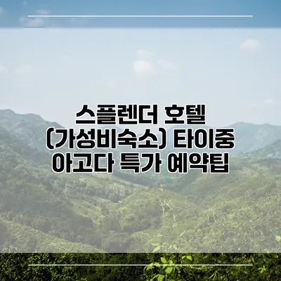 스플렌더 호텔 (가성비숙소) 타이중 아고다 특가 예약팁