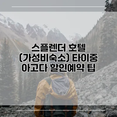 스플렌더 호텔 (가성비숙소) 타이중 아고다 할인예약 팁