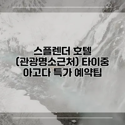 스플렌더 호텔 (관광명소근처) 타이중 아고다 특가 예약팁