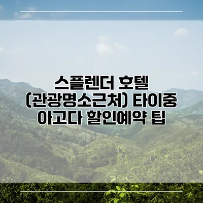 스플렌더 호텔 (관광명소근처) 타이중 아고다 할인예약 팁