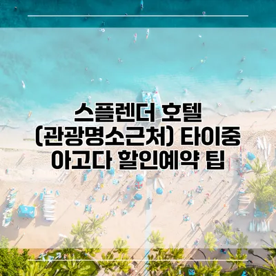스플렌더 호텔 (관광명소근처) 타이중 아고다 할인예약 팁