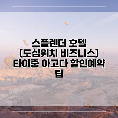 스플렌더 호텔 (도심위치 비즈니스) 타이중 아고다 할인예약 팁