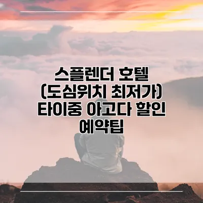 스플렌더 호텔 (도심위치 최저가) 타이중 아고다 할인 예약팁