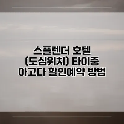 스플렌더 호텔 (도심위치) 타이중 아고다 할인예약 방법