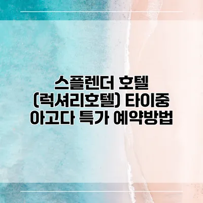스플렌더 호텔 (럭셔리호텔) 타이중 아고다 특가 예약방법