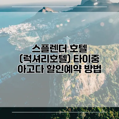스플렌더 호텔 (럭셔리호텔) 타이중 아고다 할인예약 방법