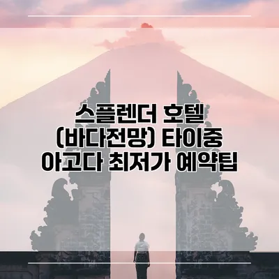 스플렌더 호텔 (바다전망) 타이중 아고다 최저가 예약팁