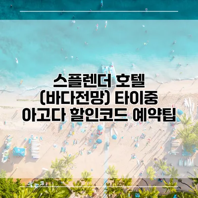 스플렌더 호텔 (바다전망) 타이중 아고다 할인코드 예약팁