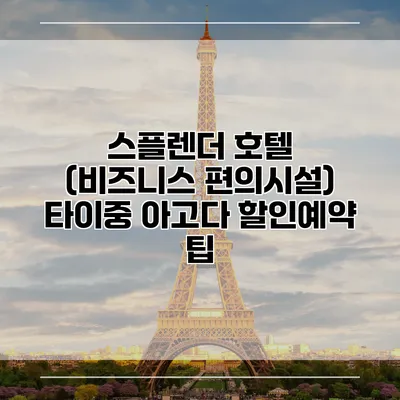 스플렌더 호텔 (비즈니스 편의시설) 타이중 아고다 할인예약 팁